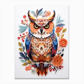 Scandinavian Bird Illustration Great Horned Owl 1 Canvas Print
