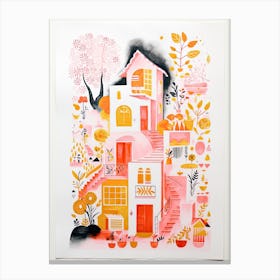 A House In Istanbul, Abstract Risograph Style 2 Canvas Print