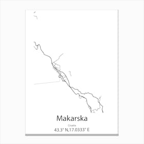 Makarska,Croatia Minimalist Map Canvas Print