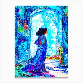 Thought Of The Day - Woman In Blue Canvas Print