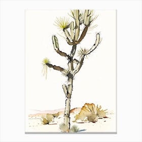 Joshua Tree In Mojave Desert Minimilist Watercolour  Canvas Print