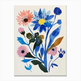 Painted Florals Cornflower 4 Canvas Print