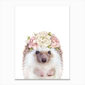 Peekaboo Floral Hedgehog Canvas Print