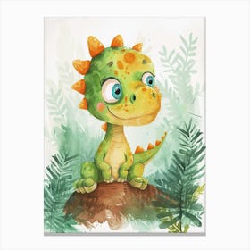 Cute Protoceratops Dinosaur Watercolour 3 Canvas Print