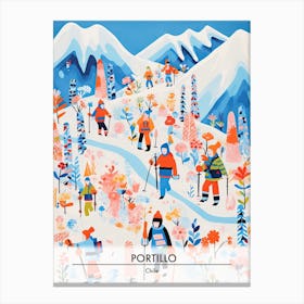 Portillo   Chile, Ski Resort Poster Illustration 3 Canvas Print