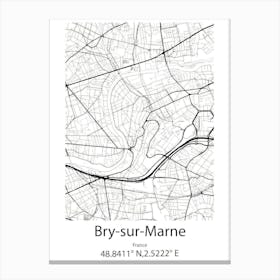 Bry Sur Marne,France Minimalist Map Canvas Print