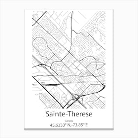 Sainte Therese,Canada Minimalist Map Canvas Print