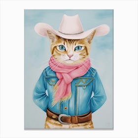 Cowboy Ginger Cat Quirky Western Print Pet Decor 3 Canvas Print