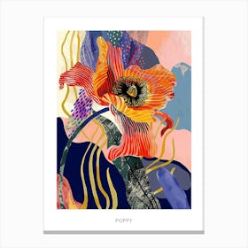 Colourful Flower Illustration Poster Poppy 2 Canvas Print