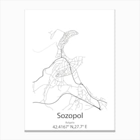 Sozopol,Bulgaria Minimalist Map Canvas Print