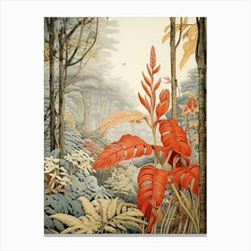 Vintage Jungle Botanical Illustration Heliconia 2 Canvas Print
