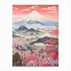 Yatsugatake Mountains In Yamanashi, Ukiyo E Drawing 1 Canvas Print