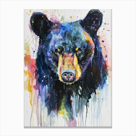 Black Bear Colourful Watercolour 3 Canvas Print