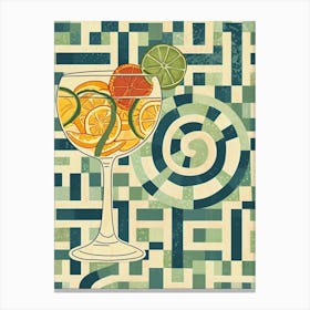 Fruity Cocktail With Geometric Background 1 Canvas Print