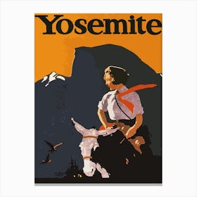 Yosemite, Lady On A Donkey, USA Canvas Print