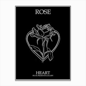 Rose Heart Line Drawing 3 Poster Inverted Canvas Print