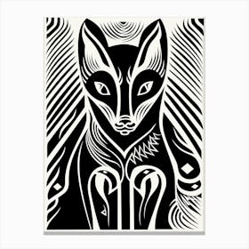 Linocut Fox Illustration 4  Canvas Print