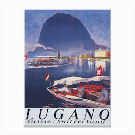 Lugano Switzerland Vintage Travel Poster Canvas Print