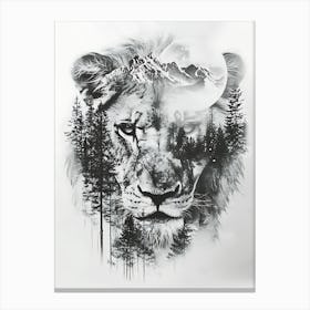 Lion In The Forest 7 Canvas Print