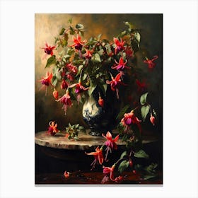 Baroque Floral Still Life Fuchsia 2 Canvas Print