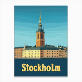 Aihrgdesign A Retro Travel Poster For Stockholm Featuring The 933fe8e1 6bbf 4369 Bd44 9f4a3cc458b8 1 Canvas Print