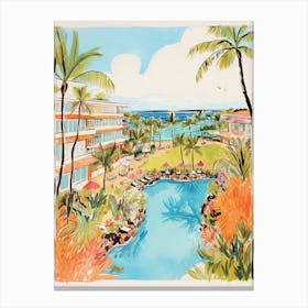 The Ritz Carlton, Kapalua   Maui, Hawaii   Resort Storybook Illustration 3 Canvas Print