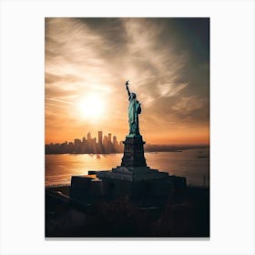 Statue Of Liberty At Sunset Canvas Print