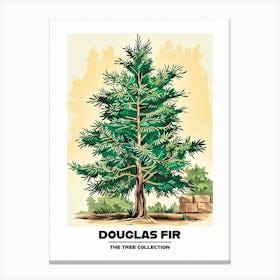 Douglas Fir Tree Storybook Illustration 3 Poster Canvas Print