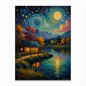 Night By The Lake 1 Canvas Print