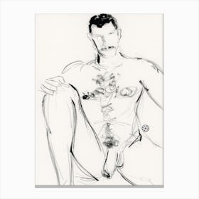 Male Nude 2 - homoerotic man erotic drawing ink pencil Canvas Print