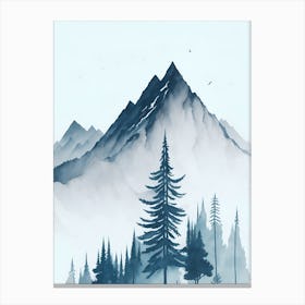 Mountain And Forest In Minimalist Watercolor Vertical Composition 11 Canvas Print