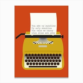 You Are My Sunshine Typewriter Canvas Print