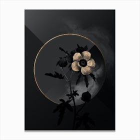 Shadowy Vintage Venice Mallow Botanical in Black and Gold n.0195 Canvas Print