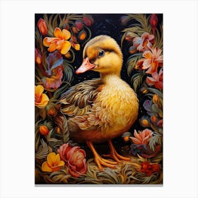 Floral Ornamental Duckling 2 Canvas Print