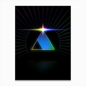 Neon Geometric Glyph in Candy Blue and Pink with Rainbow Sparkle on Black n.0309 Canvas Print