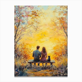 Couple Sitting On A Bench Canvas Print