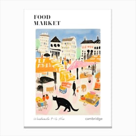 The Food Market In Cambridge 2 Illustration Poster Canvas Print