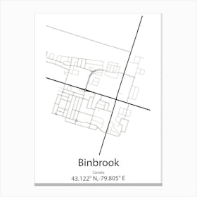 Binbrook,Canada Minimalist Map Canvas Print