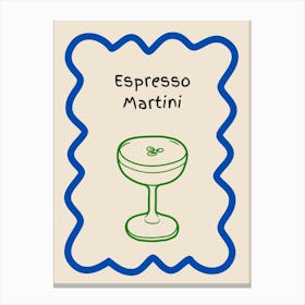 Espresso Martini Doodle Poster Blue & Green Canvas Print