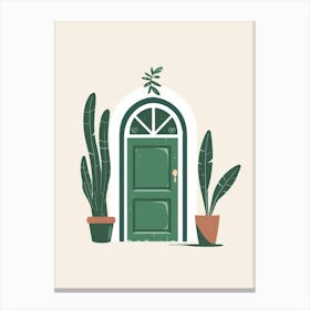 Door With Potted Plants Canvas Print