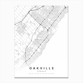 Oakville Ontario Canada White Map Canvas Print