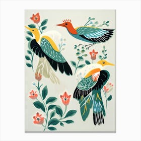 Folk Style Bird Painting Egret 2 Canvas Print