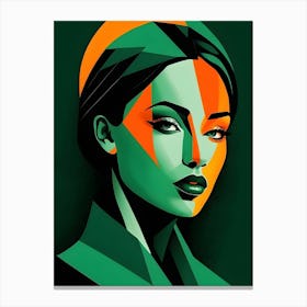 Geometric Woman Portrait Pop Art (22) Canvas Print