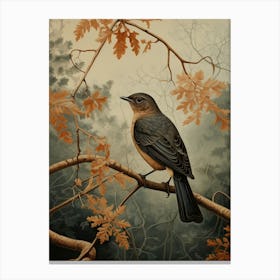 Dark And Moody Botanical European Robin 3 Canvas Print