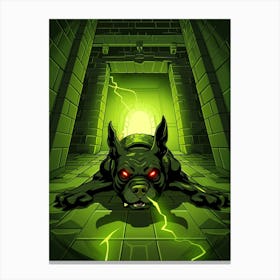 Black Dog In A Dark Room Canvas Print