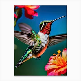 Male Ruby Throated Hummingbird-Reimagined 17 Canvas Print