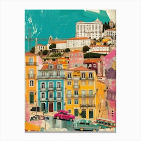 Lisbon   Retro Collage Style 3 Canvas Print