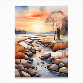 River At Sunset Canvas Print