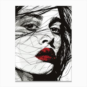 Portrait Of A Woman With Red Lips Canvas Print