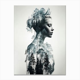 Portrait Of A Woman In The Forest Canvas Print